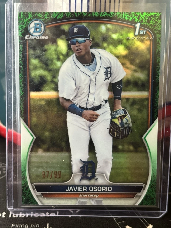 2023 Javier Osorio Bowman Chrome Prospects Green Grass Refractor SP #BCP-4 /99 - Image 1 of 2