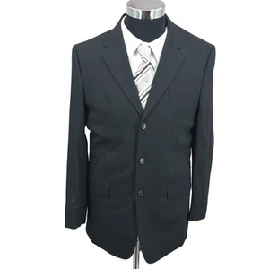 Jos A Bank Blazer Mens 38 R Black 100% Wool Sports Coat Jacket 3 Button - Picture 1 of 13