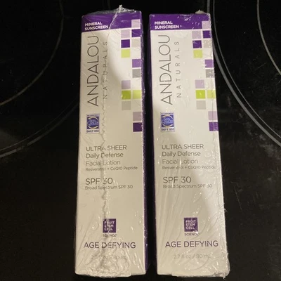2 Andalou Age Defying Ultra Sheer Daily Defense SunScreen Face Lotion SPF 30 2oz - Image 1 of 3