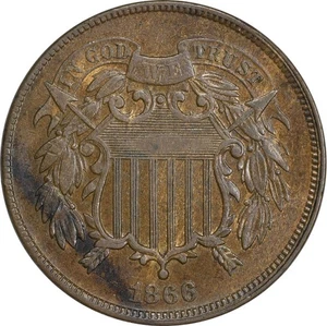 1866 Two Cent Piece EF Uncertified #250 - Picture 1 of 2