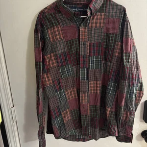 De Colección Polo Ralph Lauren Para Hombre Patchwork Tartán Cuadros Camisa Abotonada XL Poni - Imagen 1 de 4