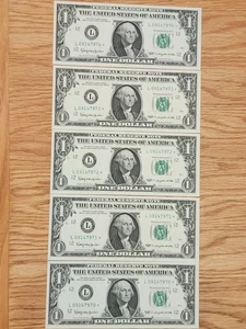 1963 $1 STAR NOTE LOT (5) SAN FRANCISCO UNC/GEM CONS SERIAL - Picture 1 of 5