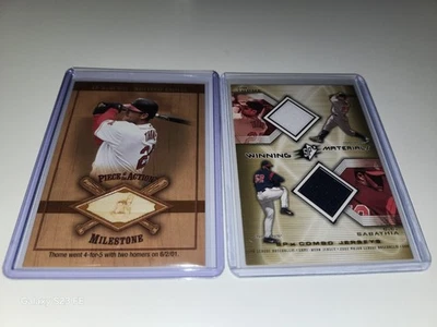 Jim Thome/C.C. Sabathia Game Used Memorabilia Card Lot Of 2- UD SP Bat, SPx Dual - Image 1 of 4