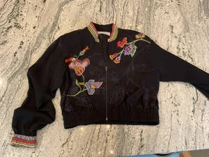 Vintage Platinum Dorothy Schoelen Women's Jacket Long Sleeve Black Floral Size M - Picture 1 of 9