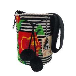 Colombian 🇨🇴 Handmade Large Wayuu Tribe Mochila Bucket Boho Bag COLORFUL Weave - Picture 1 of 11