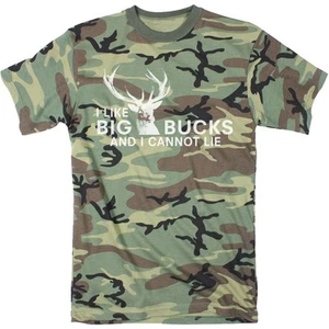 I Like Big Bucks and I Cannot Lie Youth Camo T Shirt Funny Hunting Tee - Picture 1 of 7