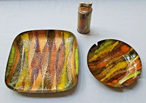 VINTAGE MID-CENTURY MODERN “PRIMA” 3 PIECE NUMBERED COPPER SET w/ FLAMEX LIGHTER - Picture 1 of 13