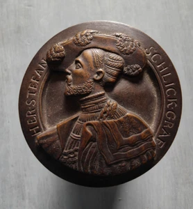 Bronze Dose mit dem Konterfei des Grafen Stefan Schlick nach Renaissance 16. Jh - Picture 1 of 6