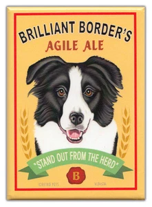 Retro Dogs Refrigerator Magnets: BORDER COLLIE | ALE | Vintage Advertising Art - Picture 1 of 1