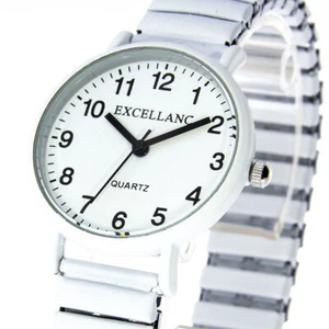 Damenuhr Excellanc Zugband weiß Flexband Armbanduhr Quarz analog Metallzugband - Bild 1 von 3