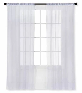 Room Essentials Crinkle Sheer Curtain Panel, 1 Pack, White, 84"x40" - Picture 1 of 5