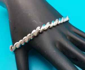 NEW Signed PAJ Sparkly Real Diamond Accent Platinum Plated Bracelet 7½" - Picture 1 of 5