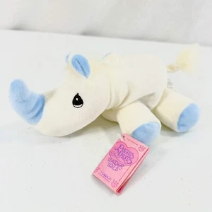 1998 Precious Moments Tender Tails weiß blau Nashorn Plüsch Sitzsack 358312 Enesco - Bild 1 von 9
