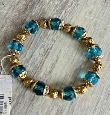 Pulsera Aqua Bead & Gold Ball 1928 nueva con etiquetas nueva expansión Foto 1 de 3