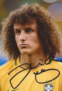 BRAZIL, ARSENAL & CHELSEA: DAVID LUIZ SIGNED 6x4 ACTION PHOTO+COA - Picture 1 of 1