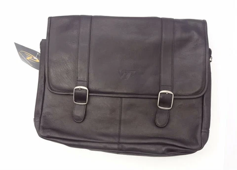 Pangea Brands Black Leather Porthole Case Bag - NCAA - Virginia Tech Hokies Cover