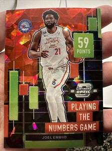2022-23 Contenders Optic Playing the Numbers Game Red Cracked Ice #4 Joel Embiid