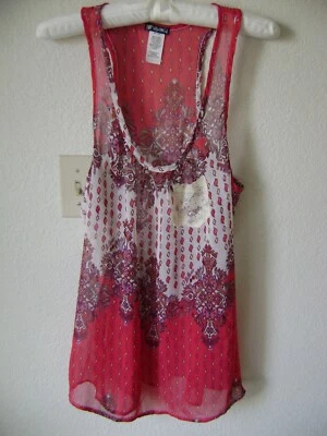 NUEVO LILY BLANCO MUJER TRANSPARENTE CAMISETA SIN MANGAS TÚNICA BLUSA CACHEMIRA L GRANDE Foto 1 de 4