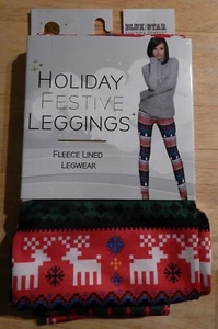 Blue Star Weihnachten Fleece gefütterte Damen Leggings Gr. S/M - Bild 1 von 2