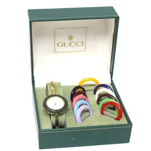 GUCCI Change Bezel Dial 12 Farben Damenuhr Goldarmband "FUNKTIONIERT" - Bild 1 von 4