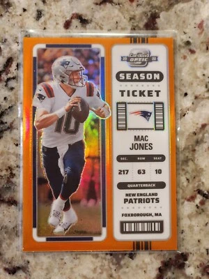 2022 Panini Contenders Optic Season Ticket Orange Prizm /50 Mac Jones #50 - Image 1 of 2