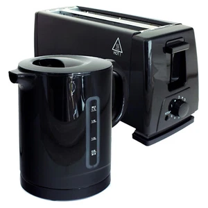 Schwarz Akku-Wasserkocher & Toaster-Set 4 Scheiben elektrisch variabel Bräunungssteuerung - Bild 1 von 17
