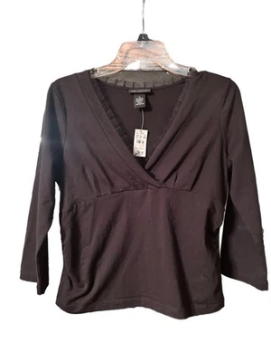 New The Limited Black Blouse With Fringe Lace Size Medium - Image 1 of 4