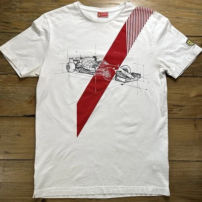 Scuderia Ferrari F1 技术蓝图 T 恤大号一级方程式赛车罕见 — 第 1/4 张图片