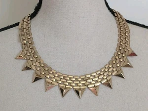 Vintage 1990s gold Metal chain With Spikes Necklace 18.5"  - Picture 1 of 10