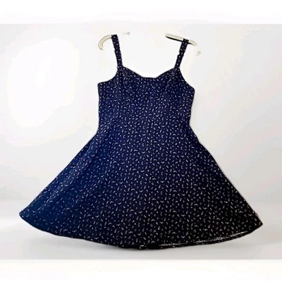 Antiguo Vestido Azul Marino Para Mujer Grande Azul Marino Floral Estampado Artístico Fluido BabyDoll Cami Delicado Nuevo Foto 1 de 4