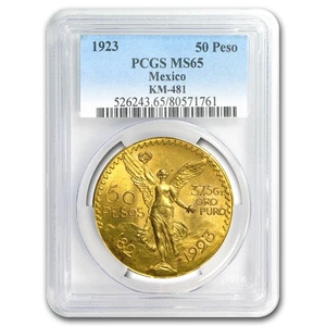 1923 Mexico Gold 50 Pesos MS-65 PCGS - Picture 1 of 3