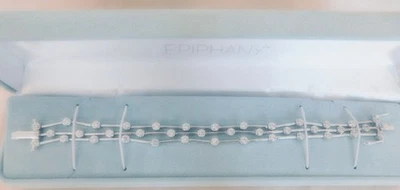 Epiphany 925 Platinum Clad 3.8 Cttw Diamonique 3 strand Tennis Bracelet 7.5" NEW - Image 1 of 4