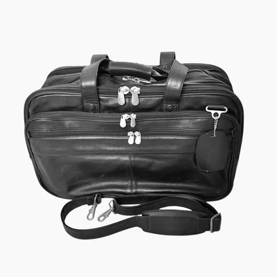 Vintage Briggs & Riley Black Leather Duffel Weekend Bag Luggage Travel Classic - Image 1 of 4