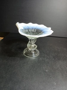 Antique Northwood Opalescent Clear dolphin base compote or card holder fish - Picture 1 of 5