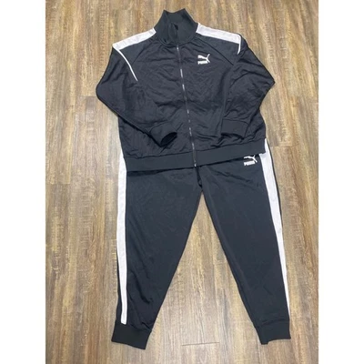 Puma T7 Traje de Pista Chaqueta Pantalones Conjunto Negro Blanco Para Hombre Atletismo Talla XL Foto 1 de 4
