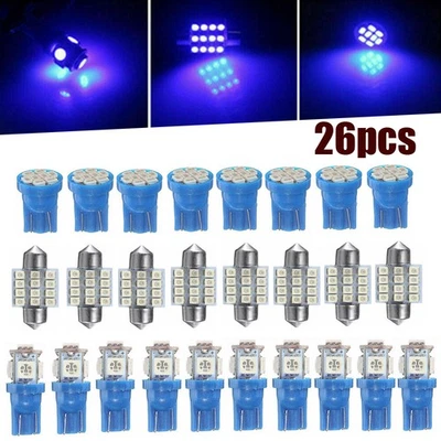 26x Blue LED Light Package Kits For Car Dome License Plate Lamp Bulb Accessories - Image 1 of 4