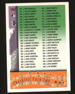 1997 Stadium Club Checklists #2 - Series 2 Checklist 2 of 4: 296-390  97-607 - Picture 1 of 2