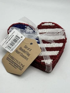 Durstiger Stein 4er Set Untersetzer Perlen Flagge Herz Neu mit Etikett - Bild 1 von 7