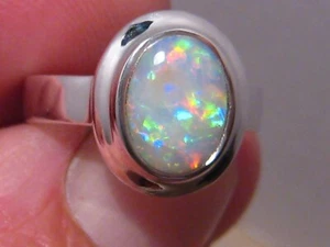 white Opal Ring -   sterling silver   --  size 7     - No Resize - Picture 1 of 14