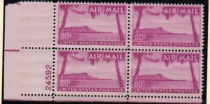 1952 Airmail Sc C46 80c Hawaii plate block MNH 24592LL Durland $25 - Picture 1 of 1