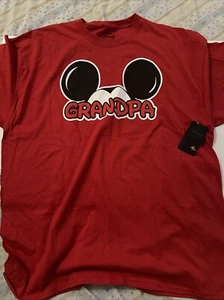 New Disney Shirt Mens XXL Red Short Sleeve Mickey Mouse Ears Grandpa Graphic - Picture 1 of 8