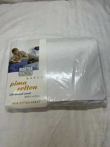 Martha Stewart everyday VTG 2001 Pima Cotton 250 TC White Twin Fitted Sheet NEW - Picture 1 of 4