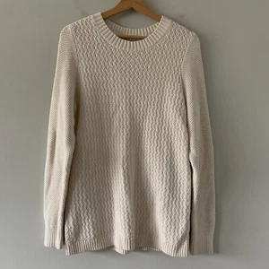 L.L. Bean Sweater Womens Large Beige Ivory Blokecore Fisherman Coastal Norwegian - Picture 1 of 13