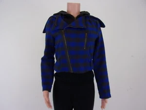 Beverly Hills Polo Club WOOL Coat w/Hood SIZE: M BLACK & BLUE CHECKER - Picture 1 of 2