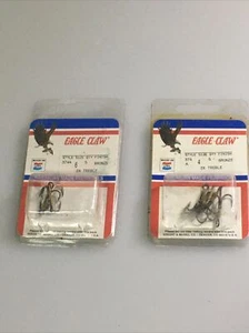 Lot Of 2 5PK Eagle Claw SZ 4 & 6 BRZ Treble Hook - Quantity 5 Each - Picture 1 of 1
