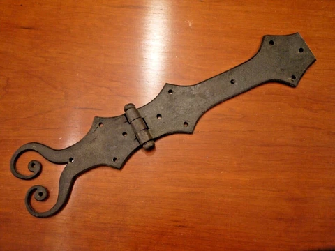 Nice French 18th-19th antique Wrought Iron Hinge probably shutters 17.5" Cover