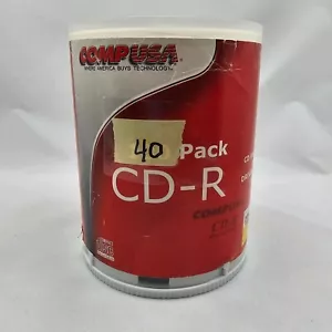 COMP USA 40-Pack Blank CD-R Recordable Compact Discs, 700MB, 80MIN, 48X, Taiwan - Picture 1 of 9