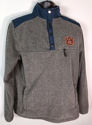Pullover/chaqueta de lana bordada Auburn University gris medio 3 bolsillos con cremallera Foto 1 de 4