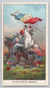 AYER’S PILLS Victorian Trade Card The Fight For The Standard Cathartic Medicine - Bild 1 von 2