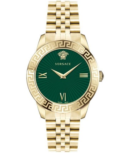 Versace Greca Signature orologio donna oro acciaio verde quadrante 38 mm VEVC00619